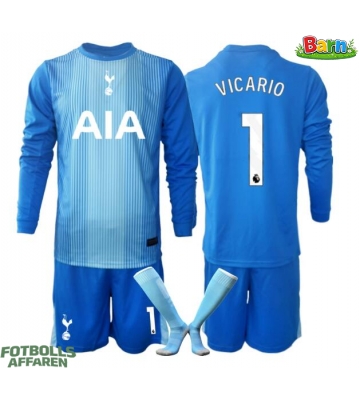 Tottenham Hotspur Guglielmo Vicario #1 Målvakt Bortaställ Barn 2025-26 Långärmad (+ Korta byxor)